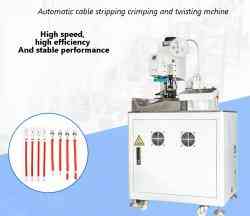 Automatic cable stripping crimping and twisting machine